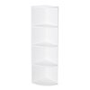 Basicwise Wall Corner 4 Tier Shelves Bookcase, White QI003553.W